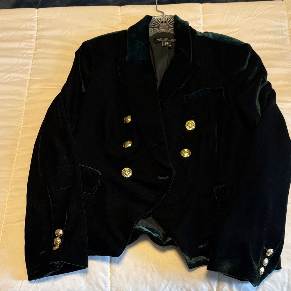 Rachel Zoe Women's Black Velvet Blazer with Gold Accents